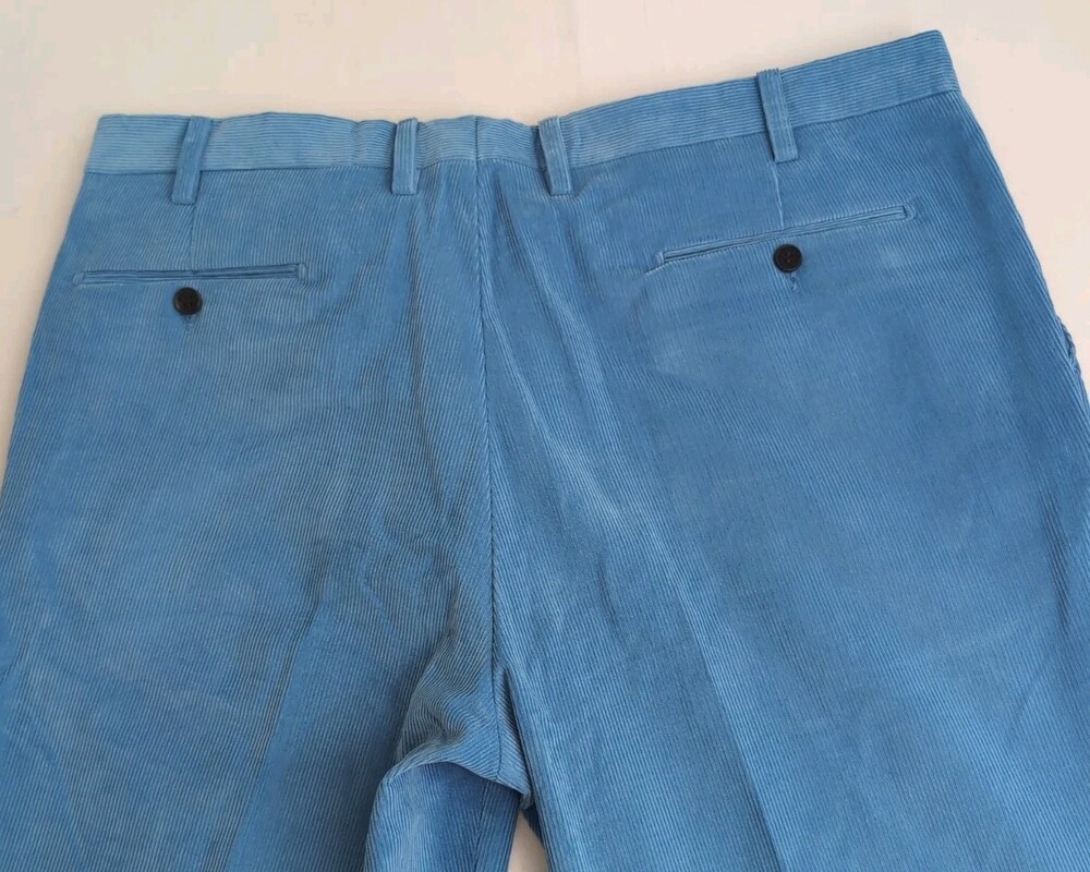 Hilditch & Key Mens Blue Cotton Corduroy Flat Front Dress Pants Size 40 X 30